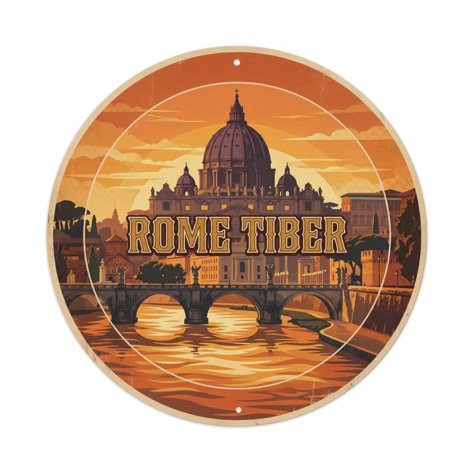 Classic Rome Italy Tiber Coastal Heritage Travel Metal Tin Sign