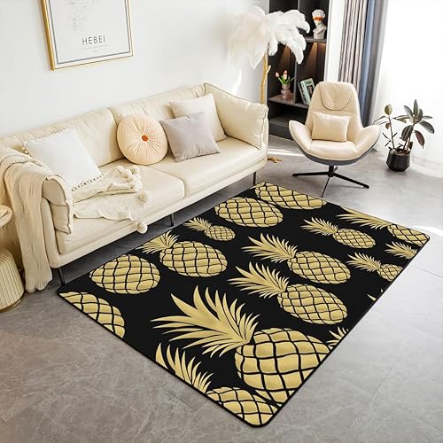 Alfombra de área de piña de 4 x 5 pulgadas, con estampado de frutas tropicales, para decoración del hogar, alfombra decorativa duradera para