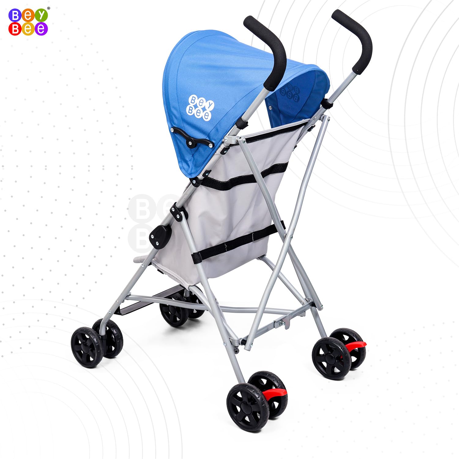 BeyBee Travel-Friendly Compact Baby Stroller Pram for Newborn Baby|with 5 Point Safety Harness, Adjustable seat Recline, with Canopy|Easy Foldable and Carry |Kids Age 0-2 Years, 15Kg Capacity (Blue) - Image 7 thumbnail