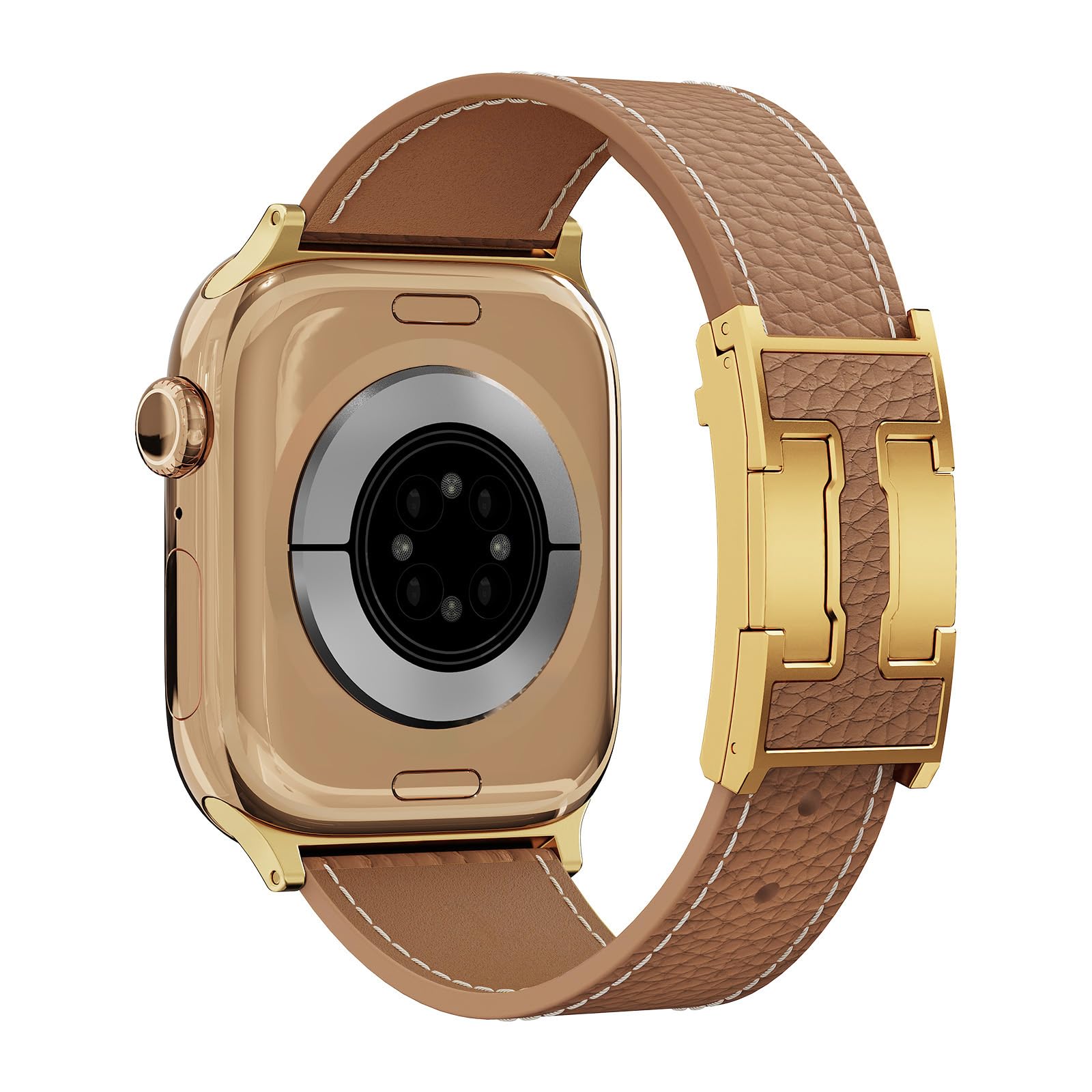 Bracelet en cuir de luxe compatible avec Apple Watch pour femme, boucle en