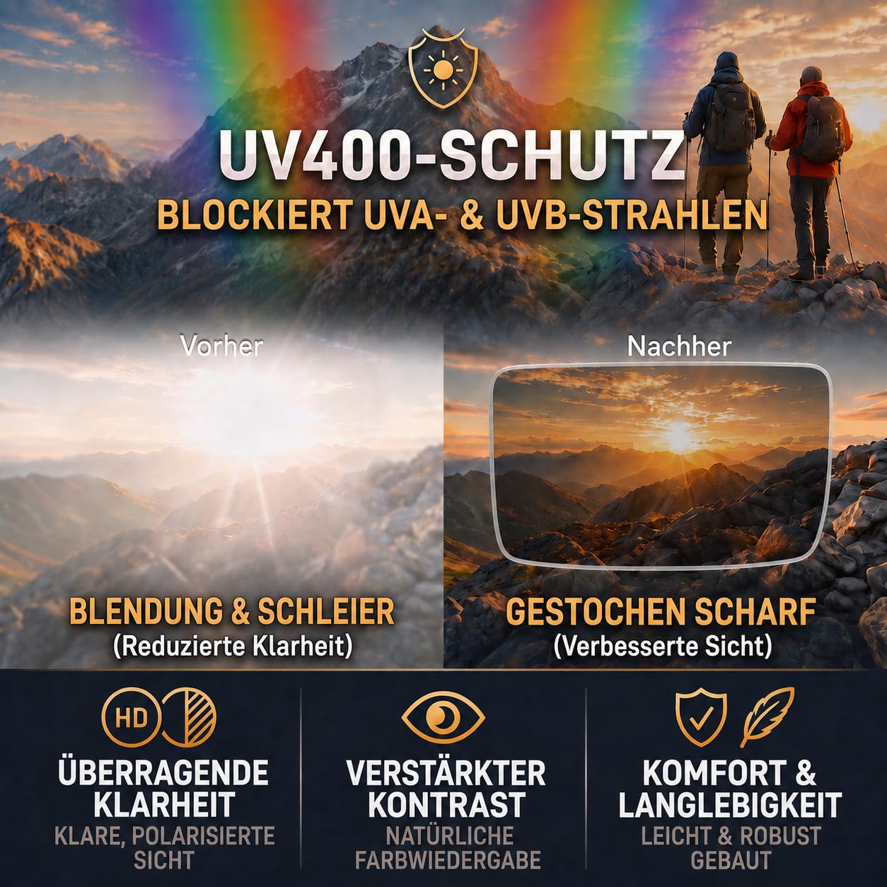 ICECUBE Laso-17 Polarisierte Sonnenbrille – Leichte, eckige Fassung mit rutschfesten Nasenpads und sportlichen Bügelenden