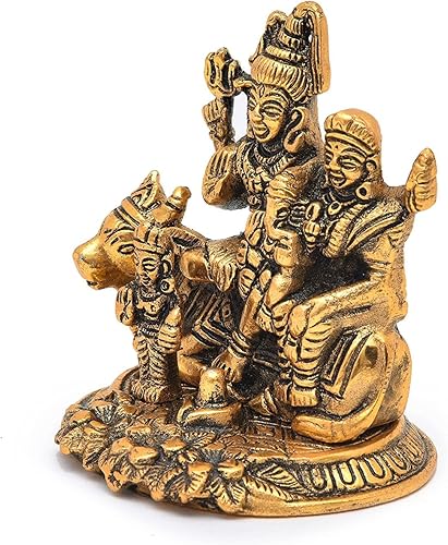 Miniatura 2 de Lord Shiva Familia hecha de metal Shiv Parivar Parvati Ganesha Kartik Estatua de ídolo tradicional para el hogar, oficina, templo Puja, decoración