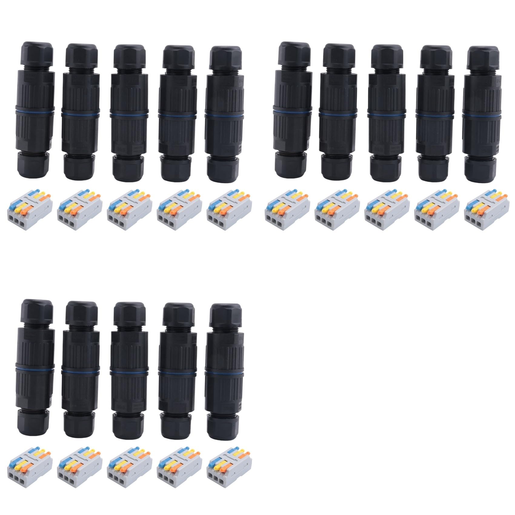 Ctrlzs 15Pcs Ip68 Waterproof Junction Box, Outdoor Electrical Cable Connector For 3.5-10Mm Wire Range(Ac 250V, 16A) 4 Pin
