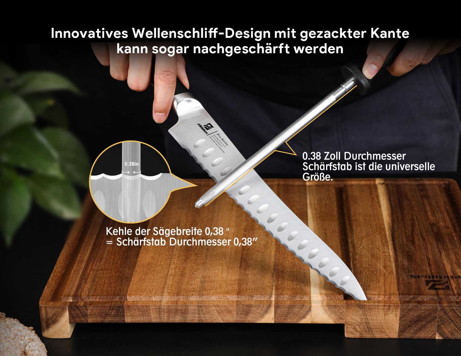 Piklohas 10-Zoll Nachschärfbares Brotmesser Wellenschliff aus Deutscher HC-Edelstahl Brötchenmesser, Extra Scharfe Bäckermesser für Brot, Frühstück mit dem Geschenkbox Bread Knife