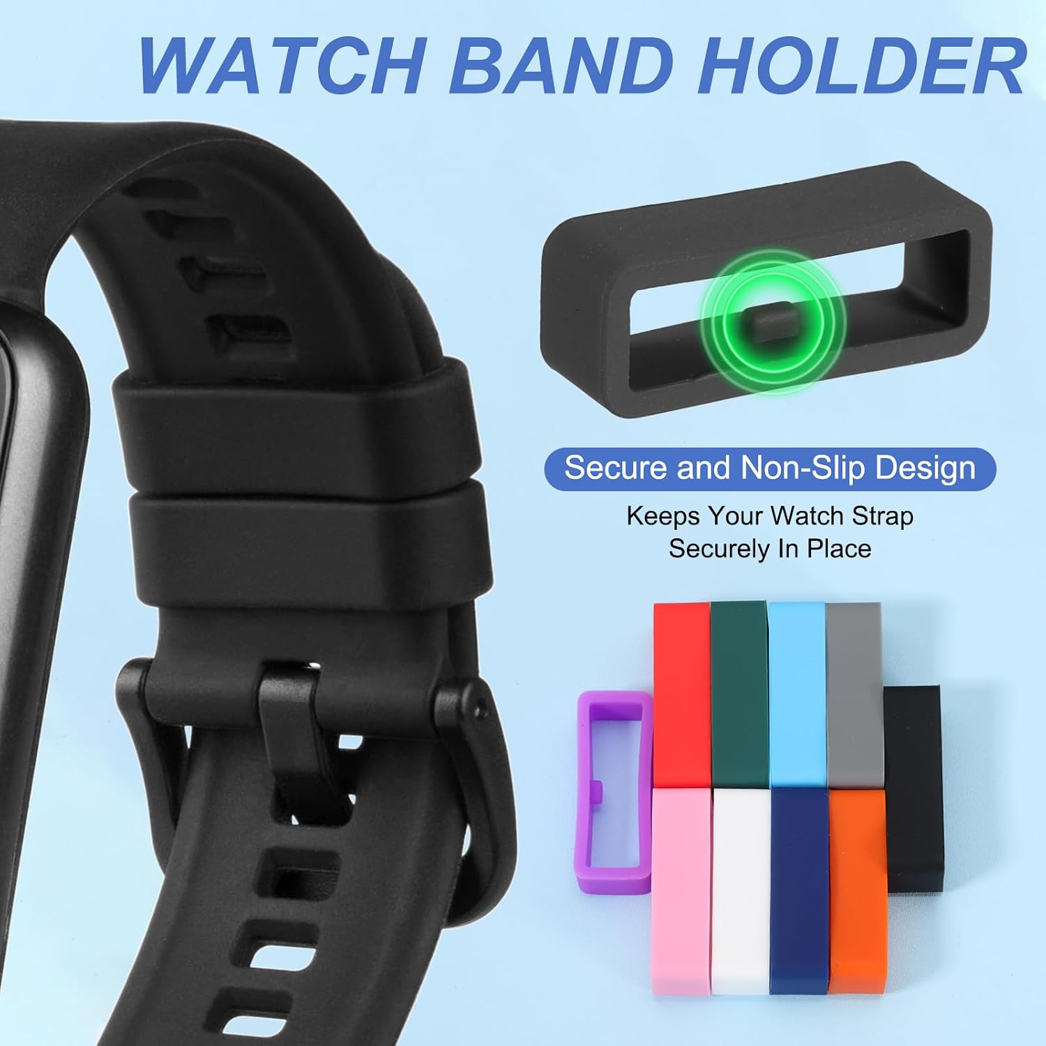 PATIKIL Watch Band Holder Loop, Universal Silicone Watch Replacement Band Strap Keeper Parts for Smart Sport image 3