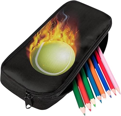 Miniatura 2 de chaqlin Estuche para lápices para niños, organizador de lápices con estampado de pelota de tenis negra, bolsas ligeras para bolígrafos fáciles de