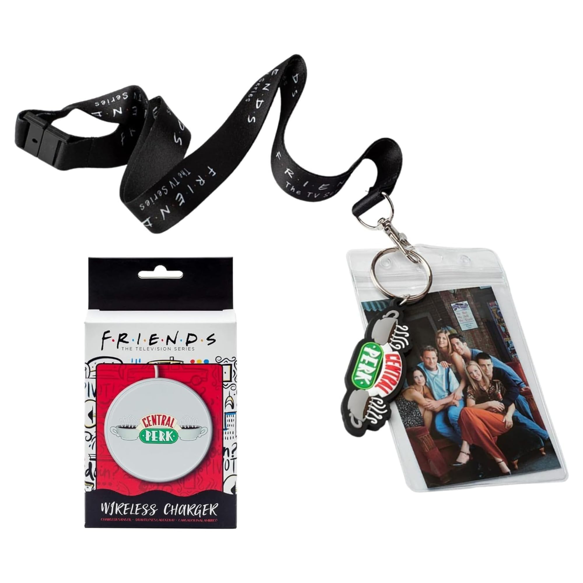 Friends Central Perk Wireless Charger, Central Perk Lanyard & ID/Document Holder Great Value Gift Set, Red,White - Image 3