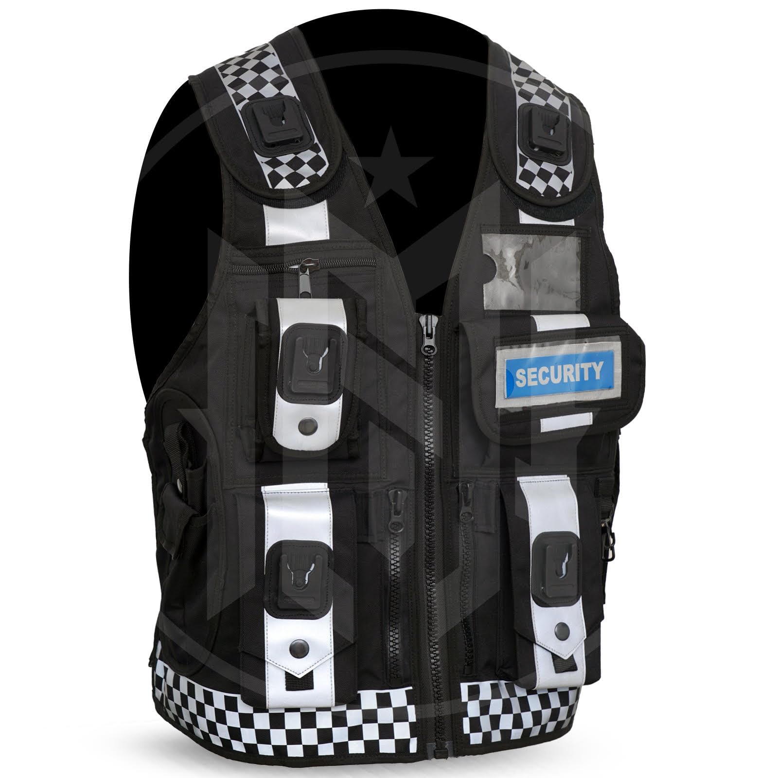 Security Vest Dog Handler Tactical Safety Enforcement CCTV Jackets Adults Hi Viz One Size Fits All (UK, Alpha, One Size, Regular, Regular, Dog Handler, Black Grey Dots)