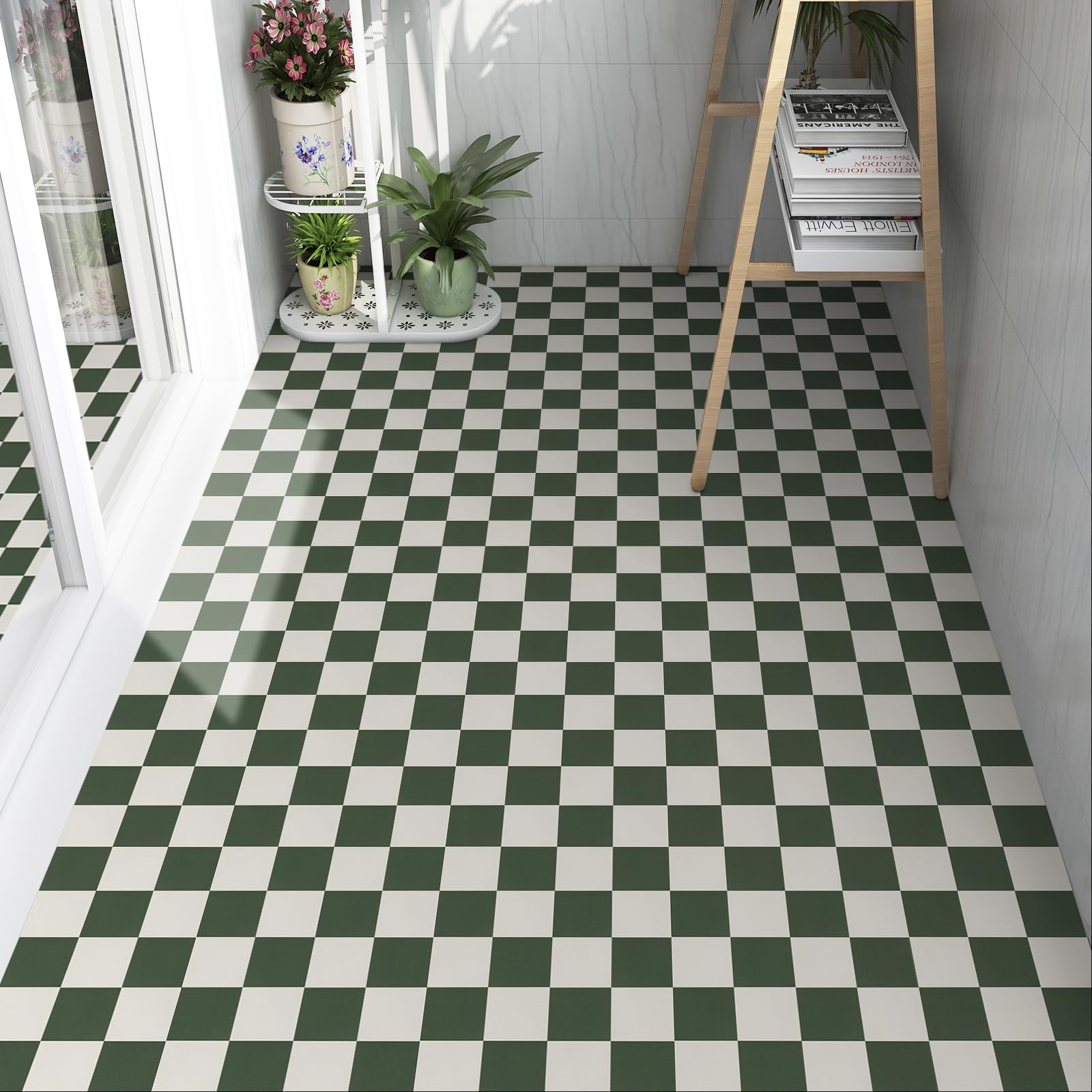 Floor Tiles Self Adhesive Vinyl Flooring, Peel and Stick Floor Tiles Waterproof Effect for Bathroom Kitchen Living Room Inner Porch, 30x30cm 18pcs(1.6㎡)