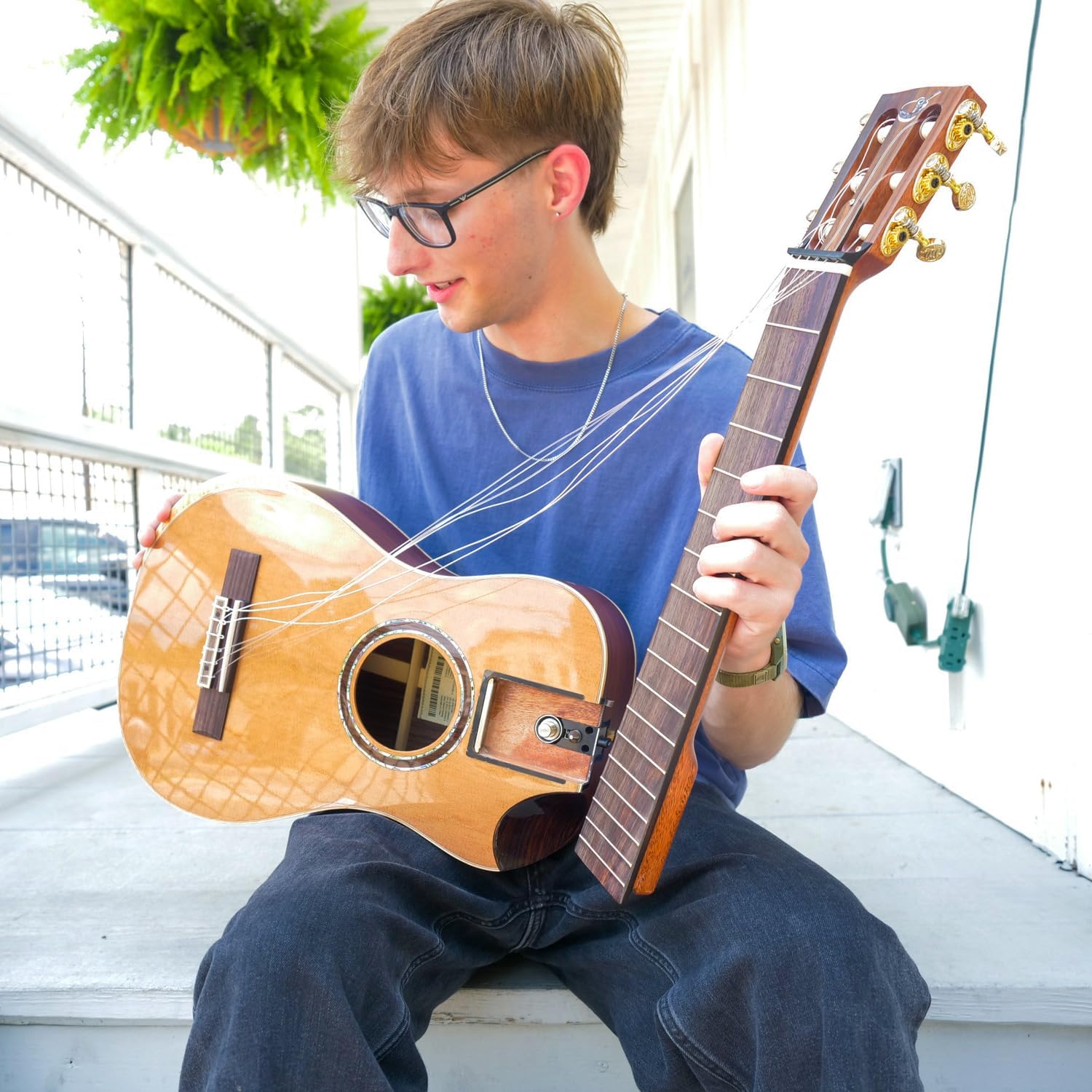 Journey Instruments Solid Cedar Classical Travel Guitar – OC522C Traveling Nylon String Guitar with Collapsible Patented System – Portable Backpack Case (Solid Pau Ferro)
