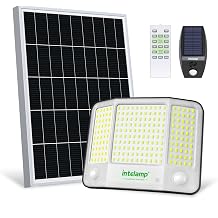 intelamp Solar Flood Lights Outdoor 4000LM 20000mAh Dual Motion Sensor