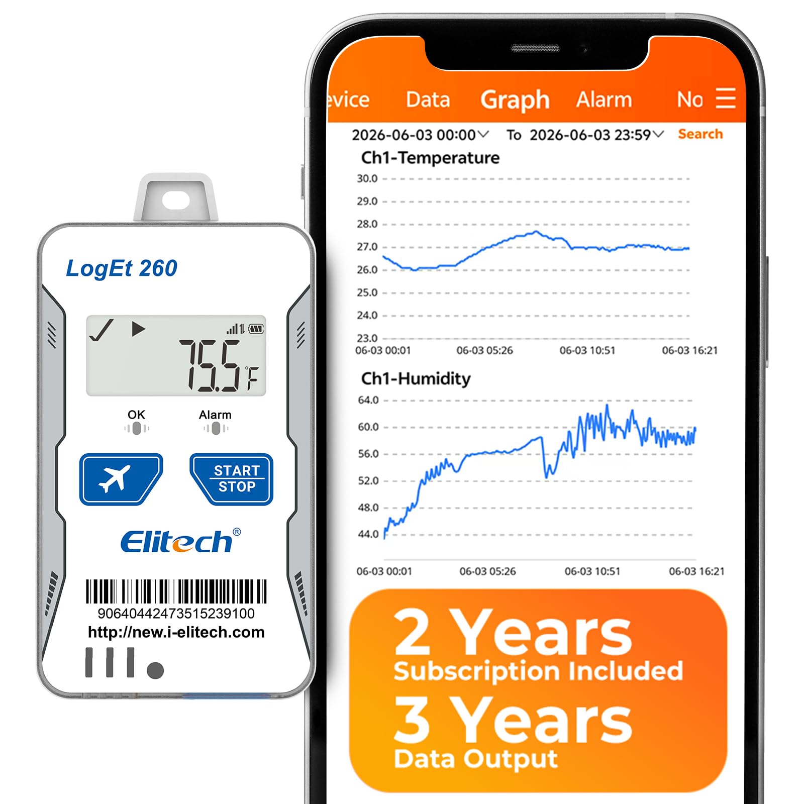 Elitech 4G Cellular RV Pet GPS Temperature Humidity Monitor Remote Data Logger Sensor, Power Outage Light Shock Alarm, App/Email/Text Alerts, for Vacation Home, 2-Year Subscription Included