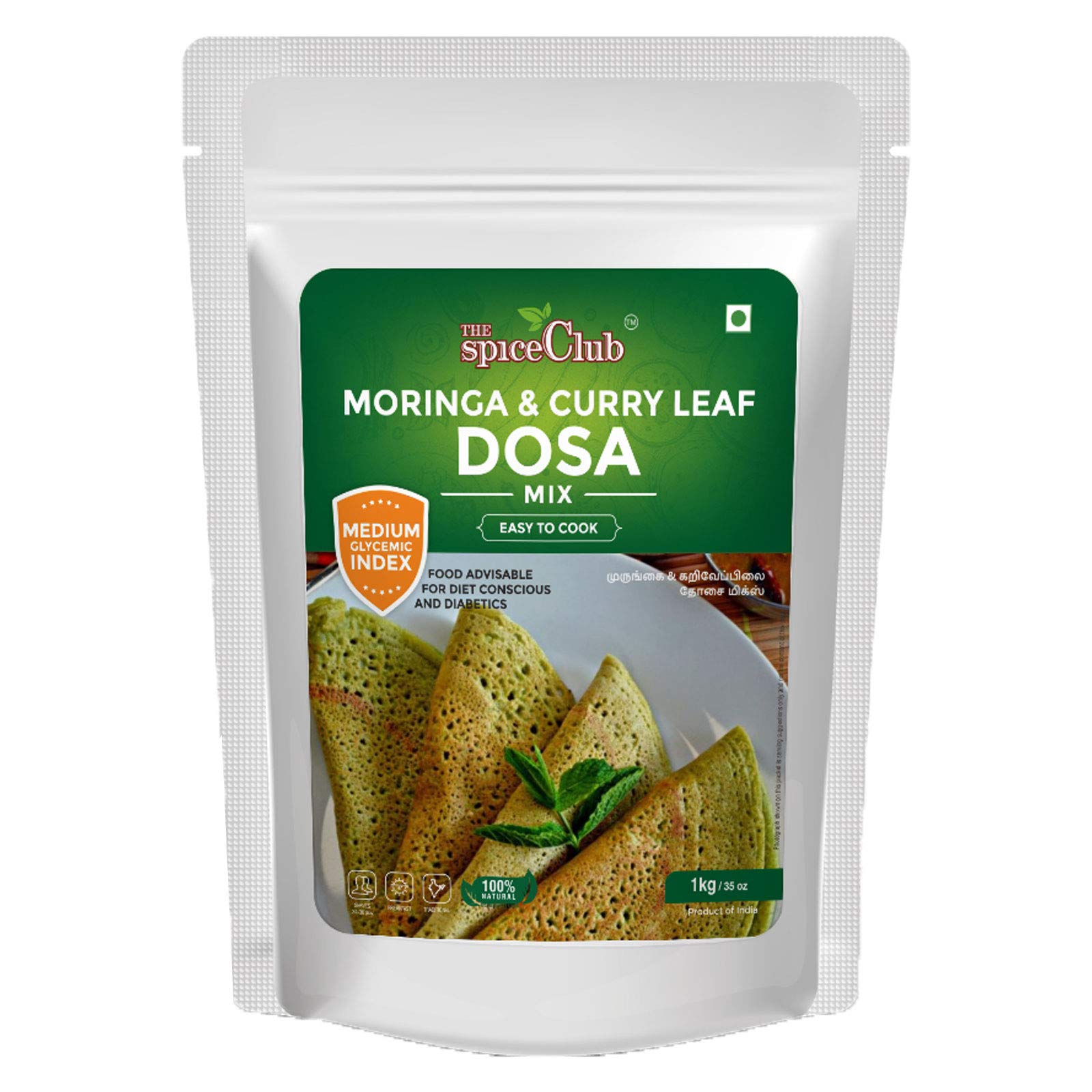 The Spice Club Moringa & Curry Leaf Dosa Mix 1 KG - 100% Natural, No Preservatives