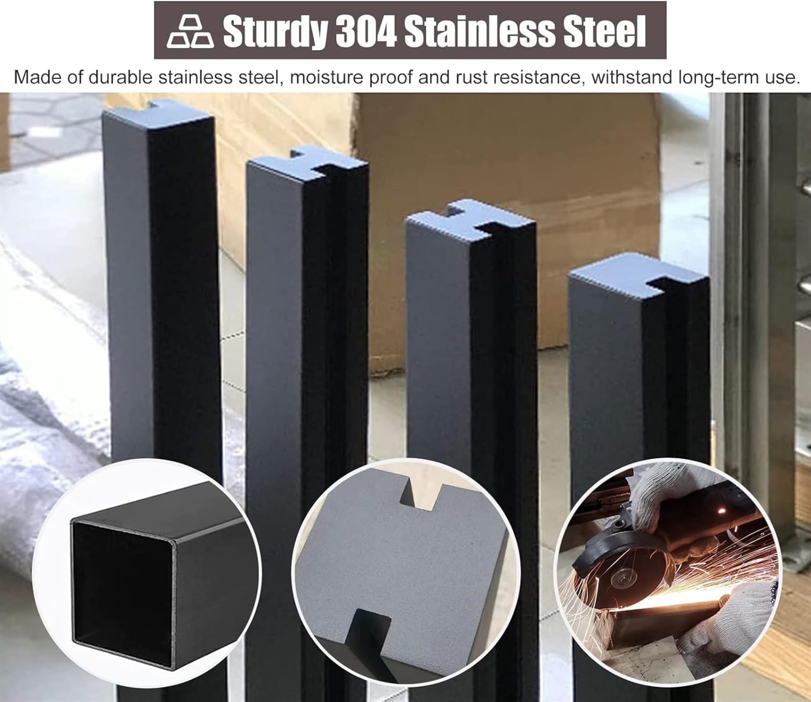 Wytrzymały zestaw słupków balustradowych z czarnego aluminium – nowoczesny system balustrad pokładowych do użytku wewnątrz i na zewnątrz 95 cm osłona schodów dla bezpieczeństwa stylowa łatwa