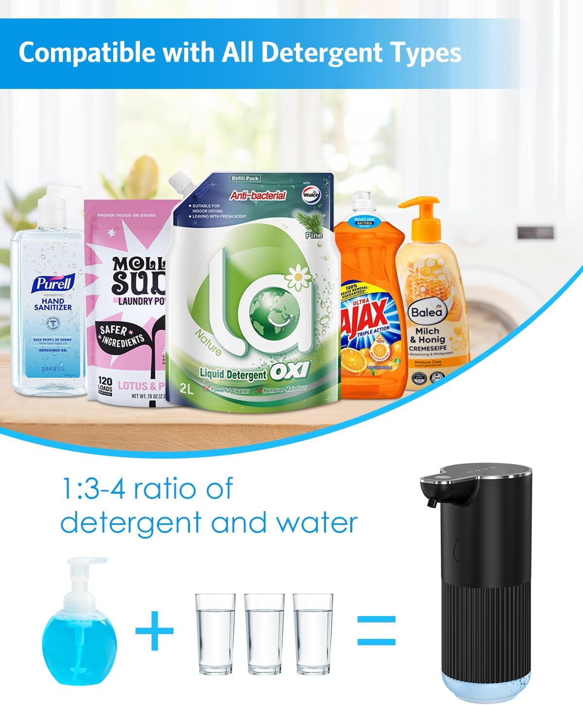 Automatic Foaming Soap Dispenser, Temracha 11.8 oz Touchless Foam Hand Dish Soap Dispenser, 4-Level Adjustable, Wall Mounted, Rechargeable, for Bathroom, Kitchen, Office - Image 5