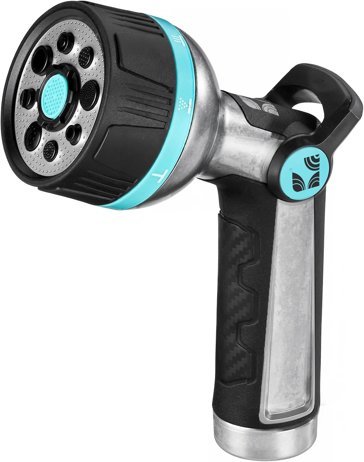 Heavy Duty High Pressure Metal 8 Pattern Hose Nozzle 500011 with Thumb Control and Extended Handle Comfort Grip by New England Garden Tools for Cleaning, Watering Plants & Yards, Washing Cars & Pets