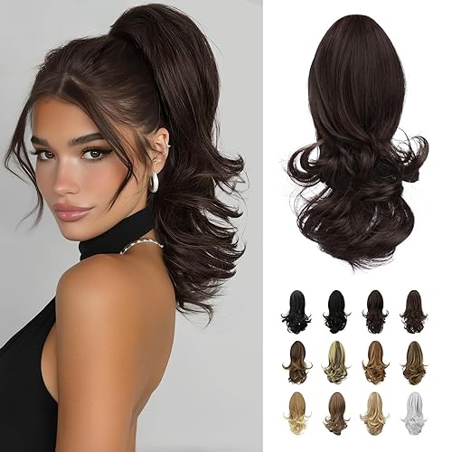 Miniatura 53 de Sofeiyan - Extensión de cola de caballo de 13.0 pulgadas, rizada y larga, con pinza, extensiones de pelo sintético de aspecto natural para mujer