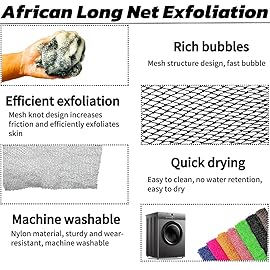 SPMKTBOZAI African Net Sponge Authentic, African Exfoliating Sponge Real African Net Black Owned, African Bath Sponge Back Scrubber, Body Exfoliator Shower Bath Accessories (Black)