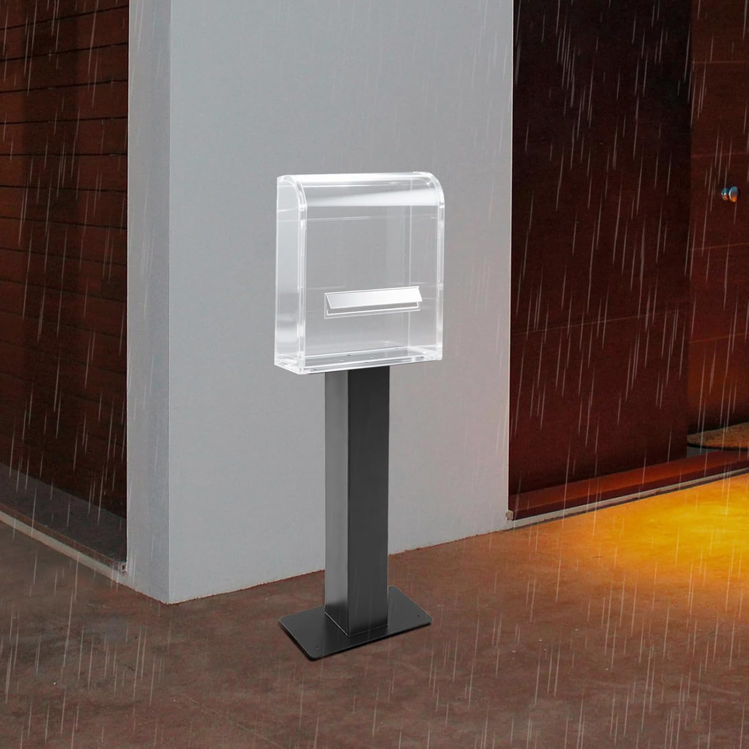 27" Carbon Steel Mailbox Post, 12" L ×6" W ×27" H Heavy Duty Mailbox Post with Stable Post Base, I-shaped Surface Mounting Post for Easy Install Mailbox Use, 110.23lbs Load Capacity, Ground Mounted
