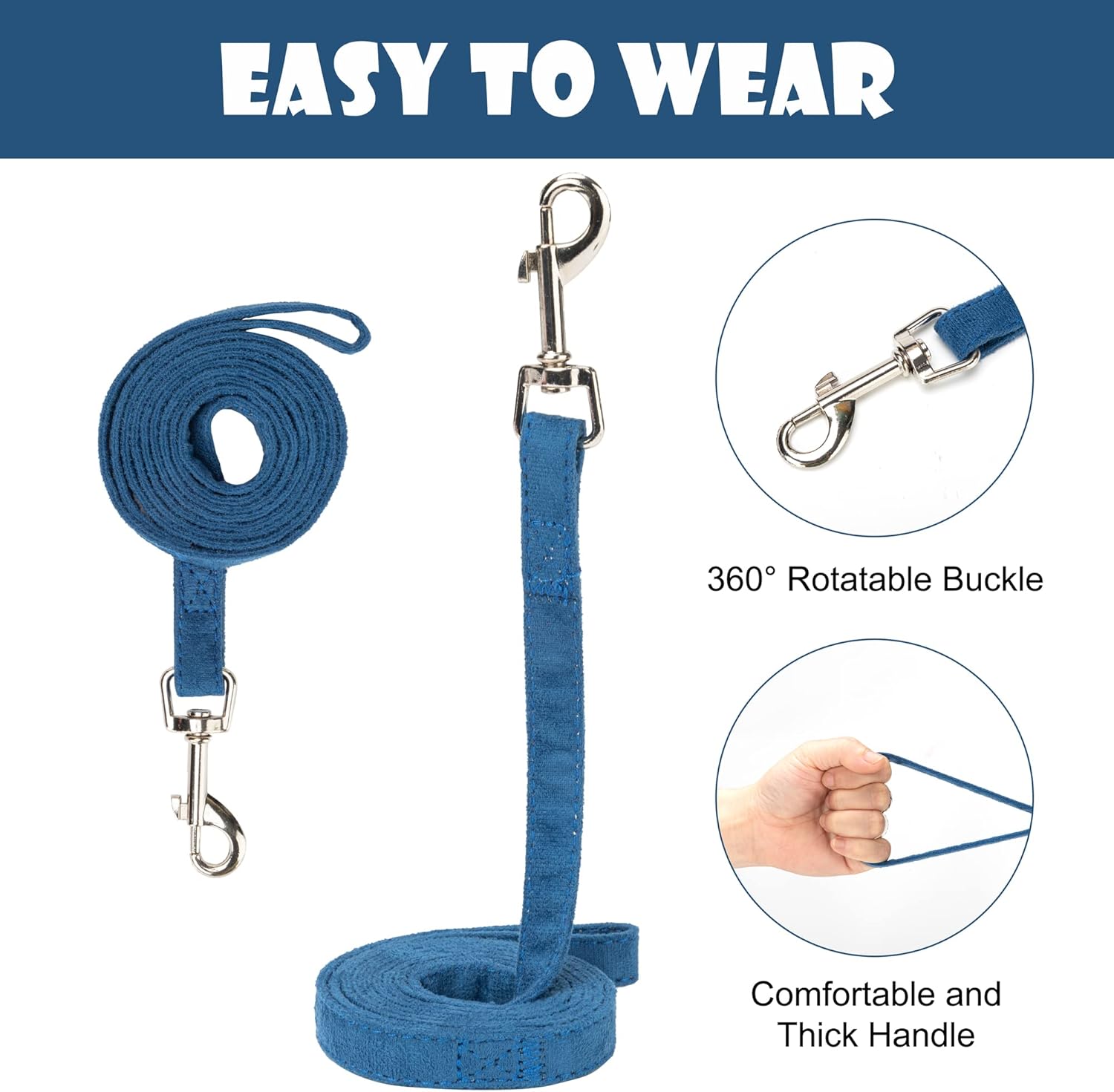 HUSDOW Small Dog Harness with 5 Ft Leash, Lightweight Soft Dog Halter Harness, Adjustable Reflective No Pull Dog Halter Harness (XS, Blue) : Pet Supplies