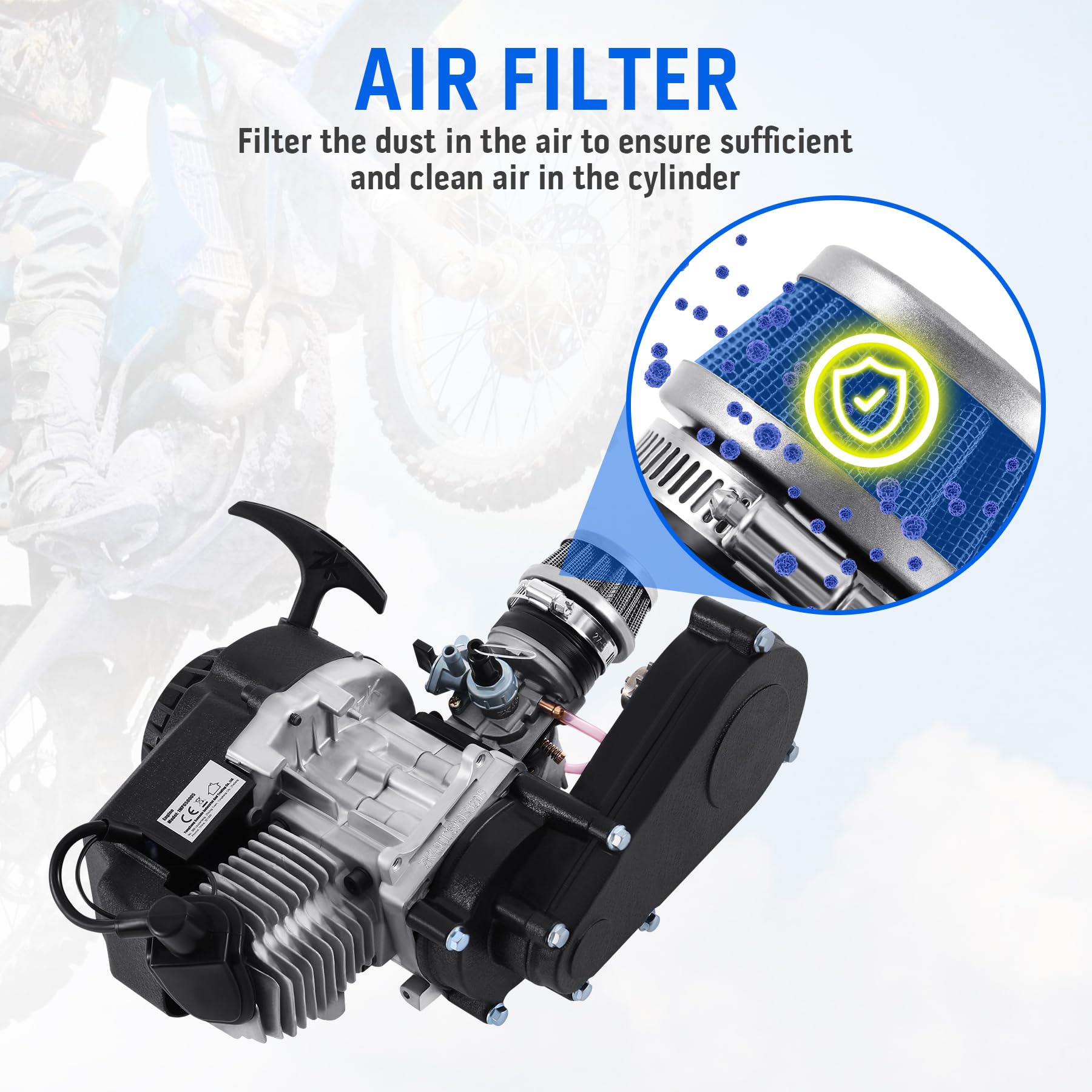 Samger 49cc 50cc 2-Takt Engine Motor Dirt Bike Cross Pocket Bike Dirt Bike Mini ATV Quad Transmisión Carburador