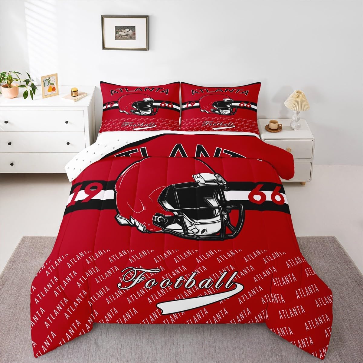 Feelyou Football Comforter Set All Season Boys Bedding Set with 1 Pillow Cases Football City Microfiber Kids Twin Bedclothes Sports Games Bedroom Decor Duvet Quilt Breathable Soft Lightweight