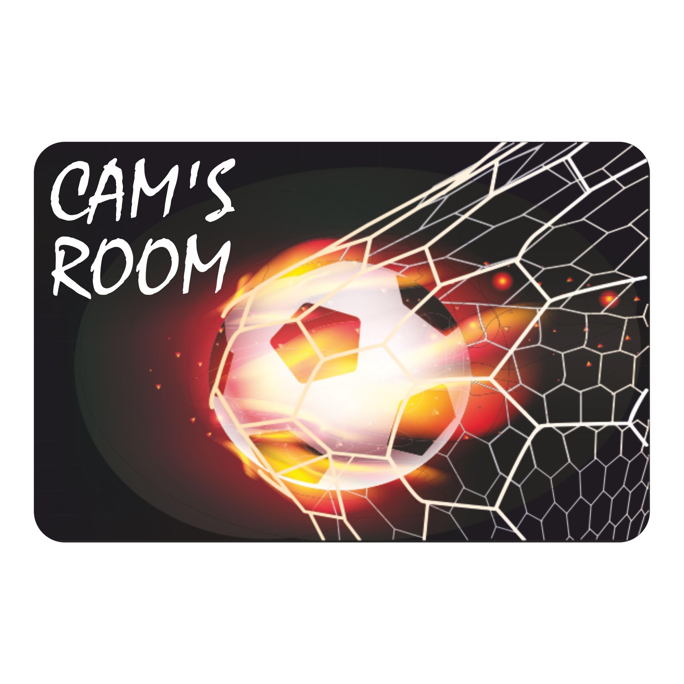 Football On Fire Kids Bedroom Door Sign Personalised For You - Any Name! Door Plaque,Girls/Boys,Nursery,Decor,Kids Room,Football
