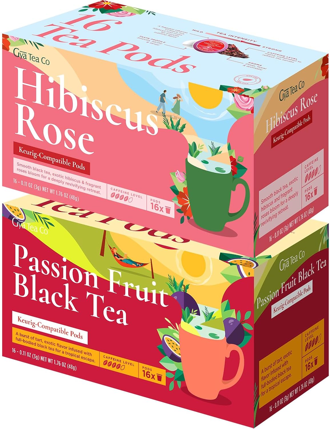 Gya Tea Co Hibiscus Rose Black K Cups Tea Pods Variety