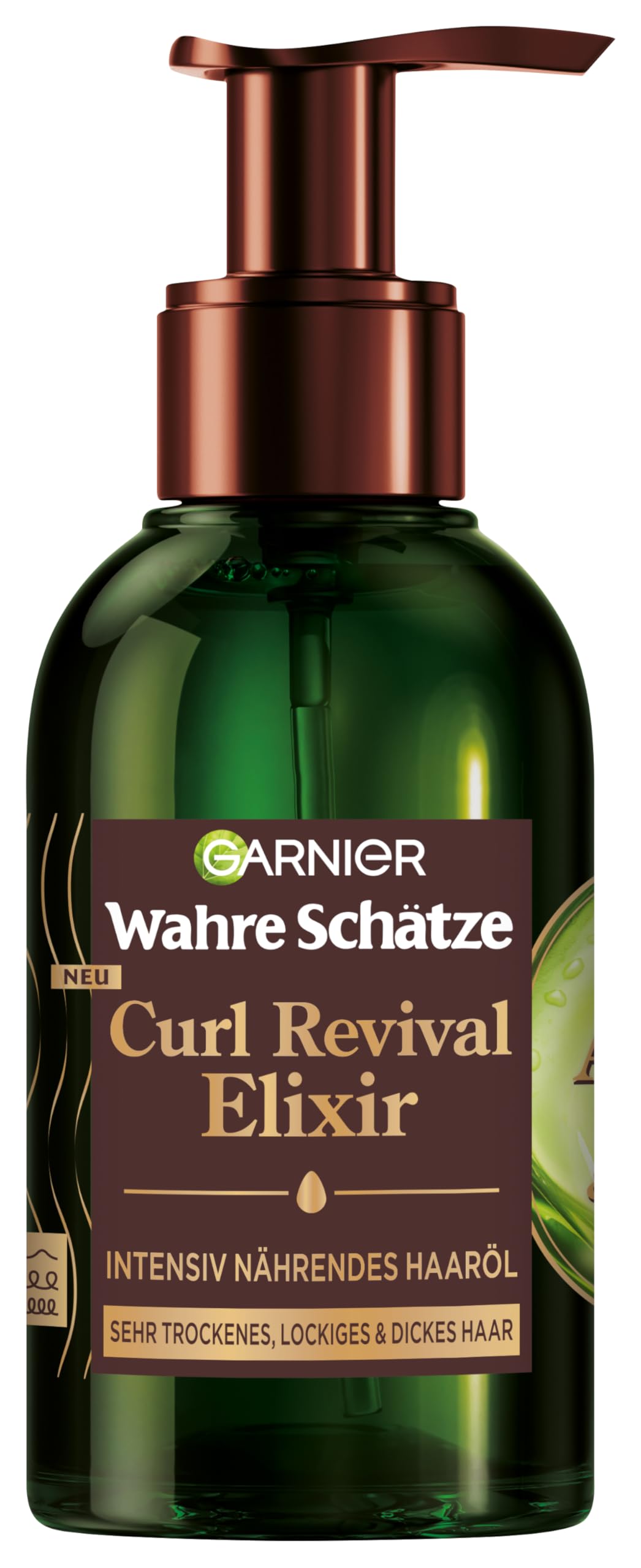 Garnier True Schätze Curl Revival Elixir intensywnie odżywczy olejek do włosów z olejkiem z awokado i masłem shea, z efektem zapobiegającym mechaceniu się, do bardzo suchych, kręconych i grubych