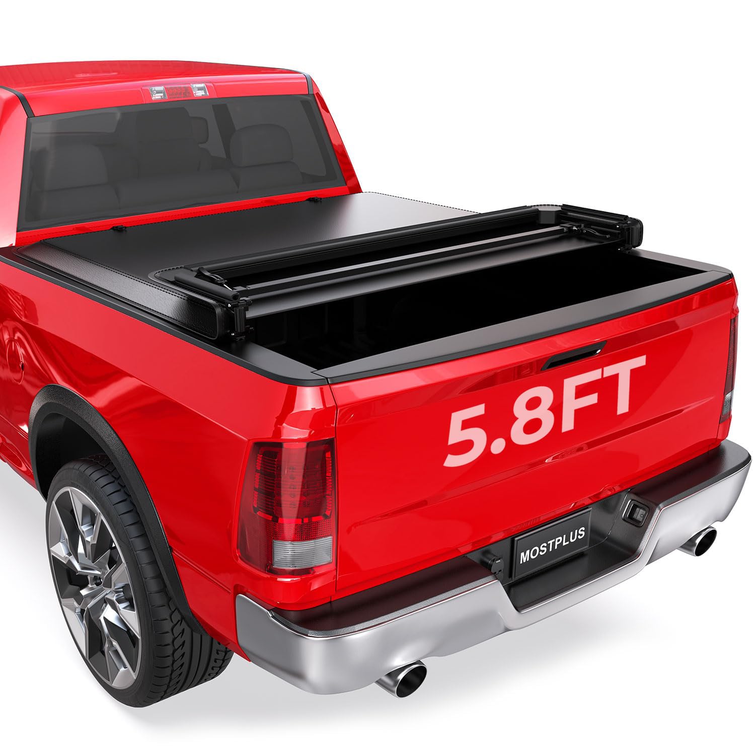 Photo 1 of MOSTPLUS 5.8 FT Soft Quad FOLD Truck Bed Tonneau Cover Compatible with 2009-2026 Dodge Ram 1500 (Classic & New Body) Without RamBox 5.8 FT Bed - 67.4 inch