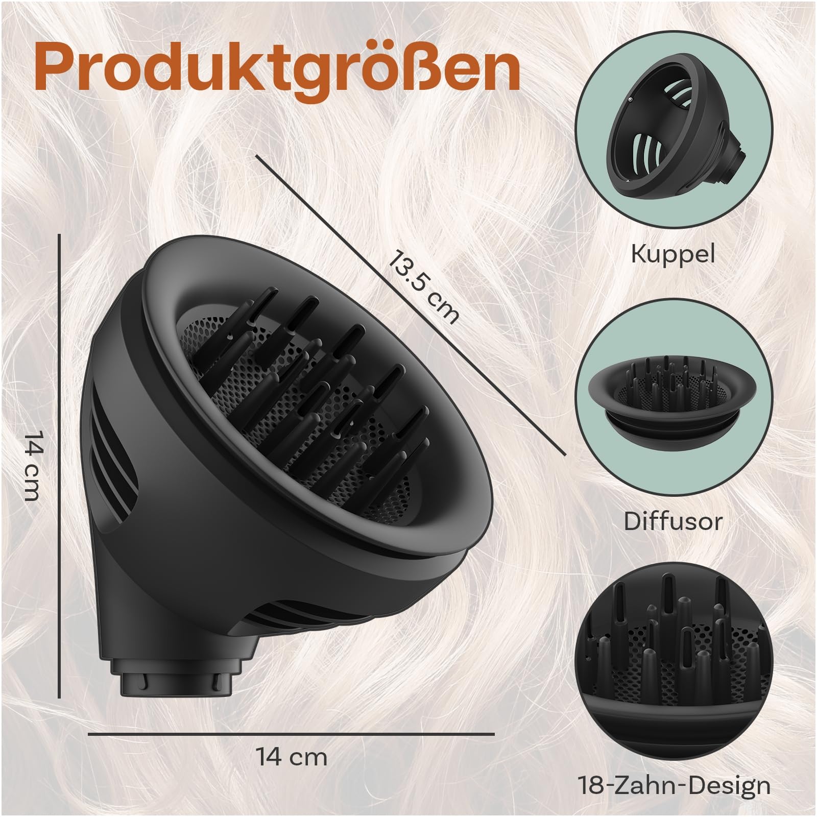 Wave Curl Diffusor für Dyson Airwrap von MMOBIEL – Kompatibler Haartrockner-Aufsatz für HS01, HS05, HS08 – Duale Luftstrom-Kuppel & Diffus-Modi für Definierte Locken, Volumen & Wellen – Grau