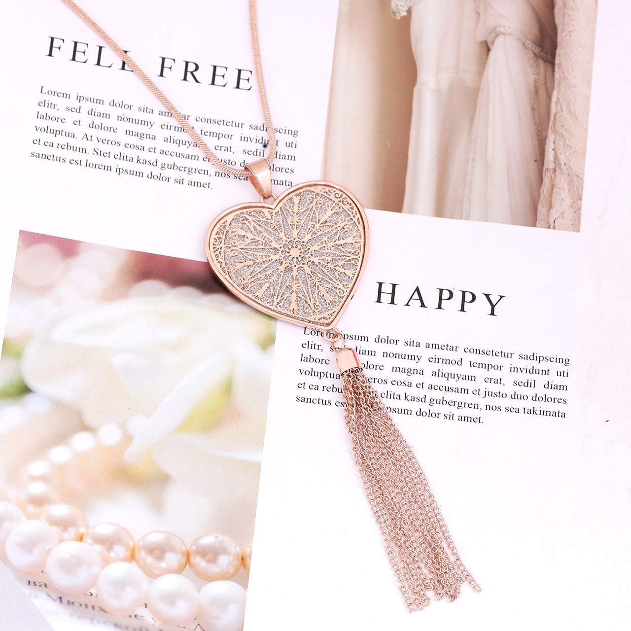 valentine's day gifts for her MOLOCH disk pendant tassel fringe necklace set