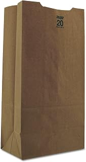 General GH20 #20 Paper Grocery Bag, 50lb Kraft, Heavy-Duty 8 1/4 x 5 5/16 x 16 1/8, (Case of 500 Bags)