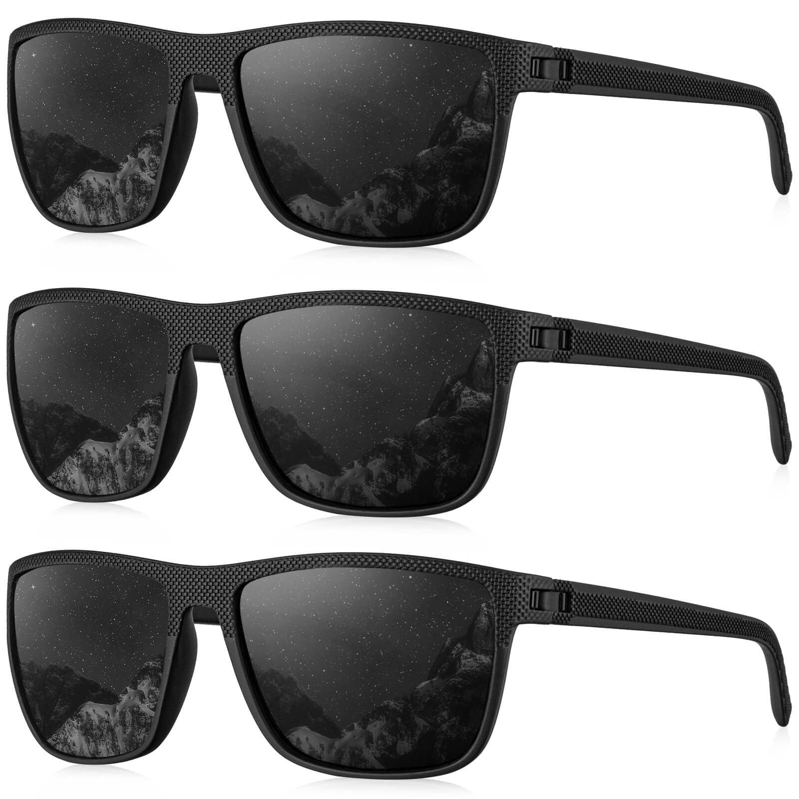 GUIZIYAO 3 Pairs Men's Sunglasses, Sunglasses for Men UV400 Protection, Classic Rectangle Men's Sunglasses for Driving, Running, Fishing, Travel, Golf