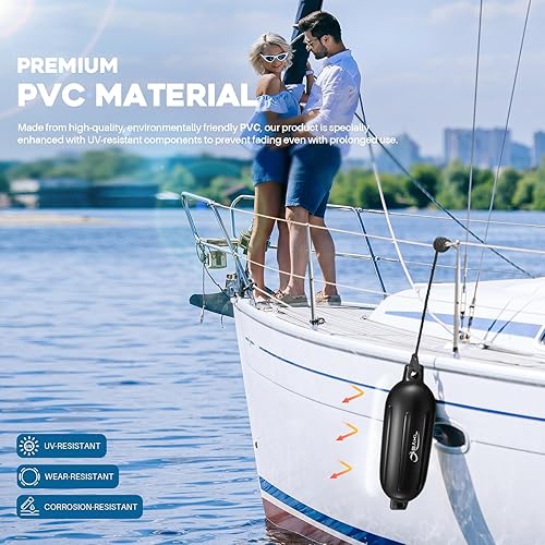 Miniatura 4 de Paquete de 4 guardabarros de barco de 6.5 x 23 pulgadas, con doble ojo, para acoplar, viene con cuerdas y bomba para inflar