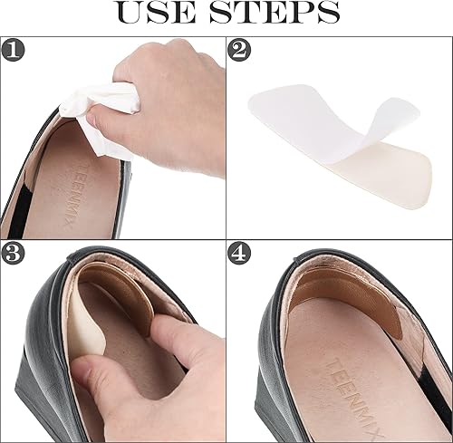 Miniatura 4 de Hotop 6 pares de almohadillas de talón para mujer, adhesivos para el talón, insertos de forro, protector de tobillo para zapatos sueltos,