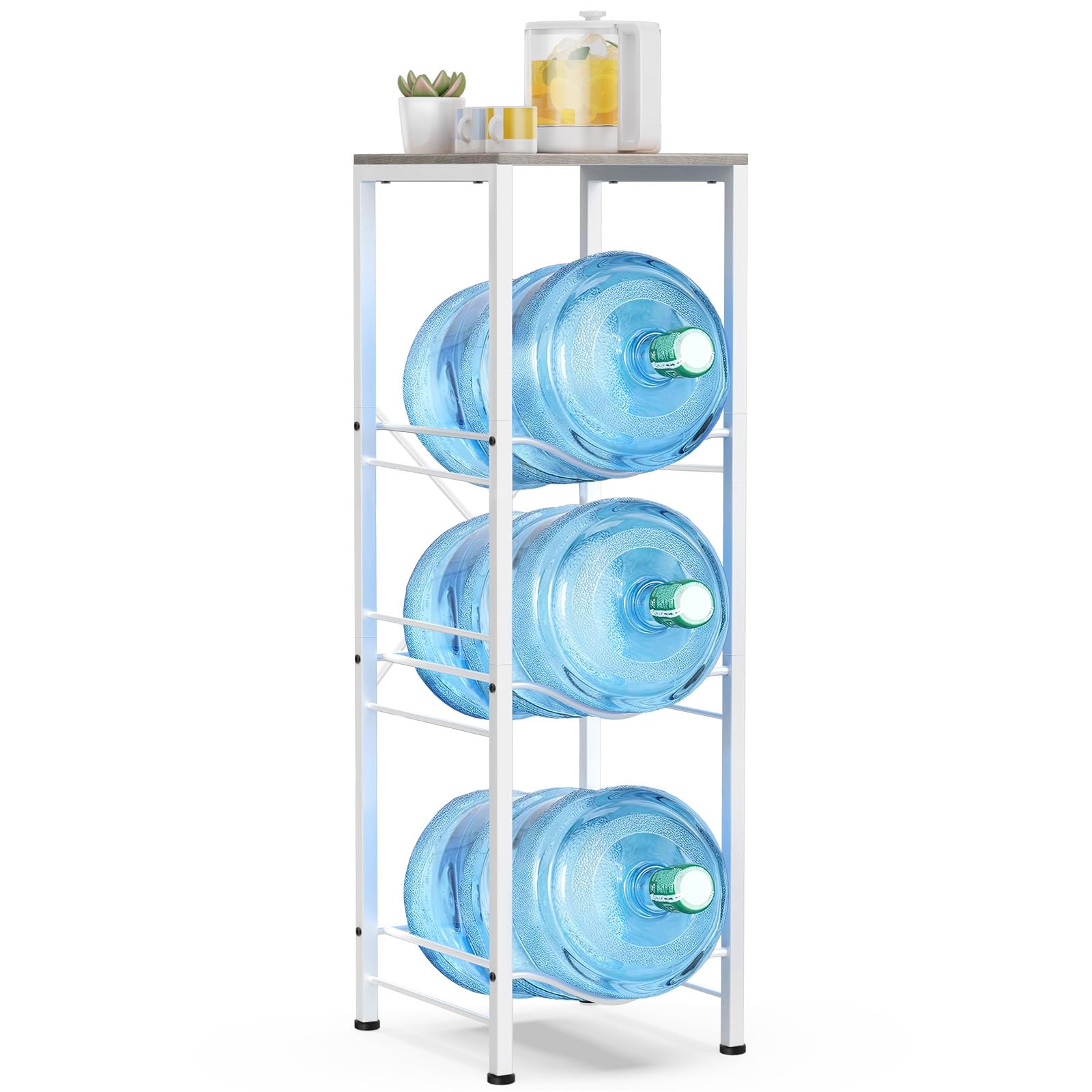 Housolution 3-tier 5 Gallon Water Jug Holder with Storage Shelf, Detachable 5 Gallon Water Bottle Holder, Jug Stand and Organizer for Kitchen, Office,