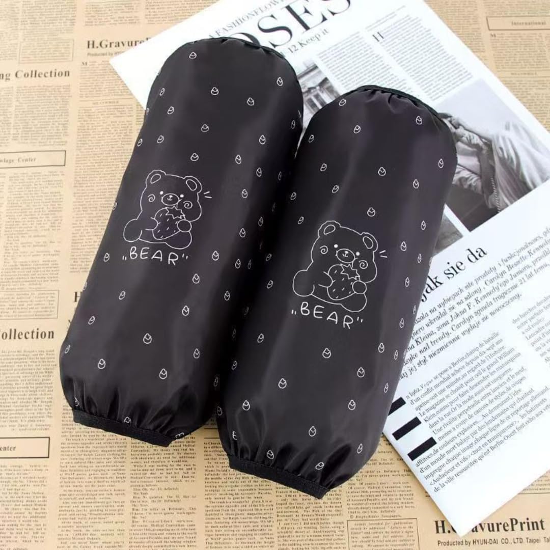 2-piece durable PVC apron with waterproof sleeve cover and pocket for women. Suitable for cooking, baking, cleaning, stain prevention, adjustable shoulder strap