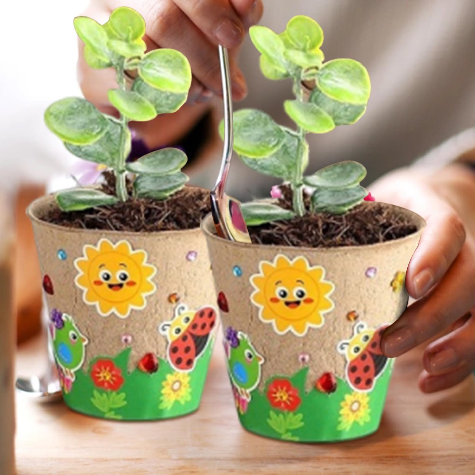 Vasi Da Fiori Per Bambini Da Decorare,30X Vasi Con Cupole | Kit Giardinaggio Creativo Con Carta E 20 Adesivi Per Progetti Artistici Scolastici