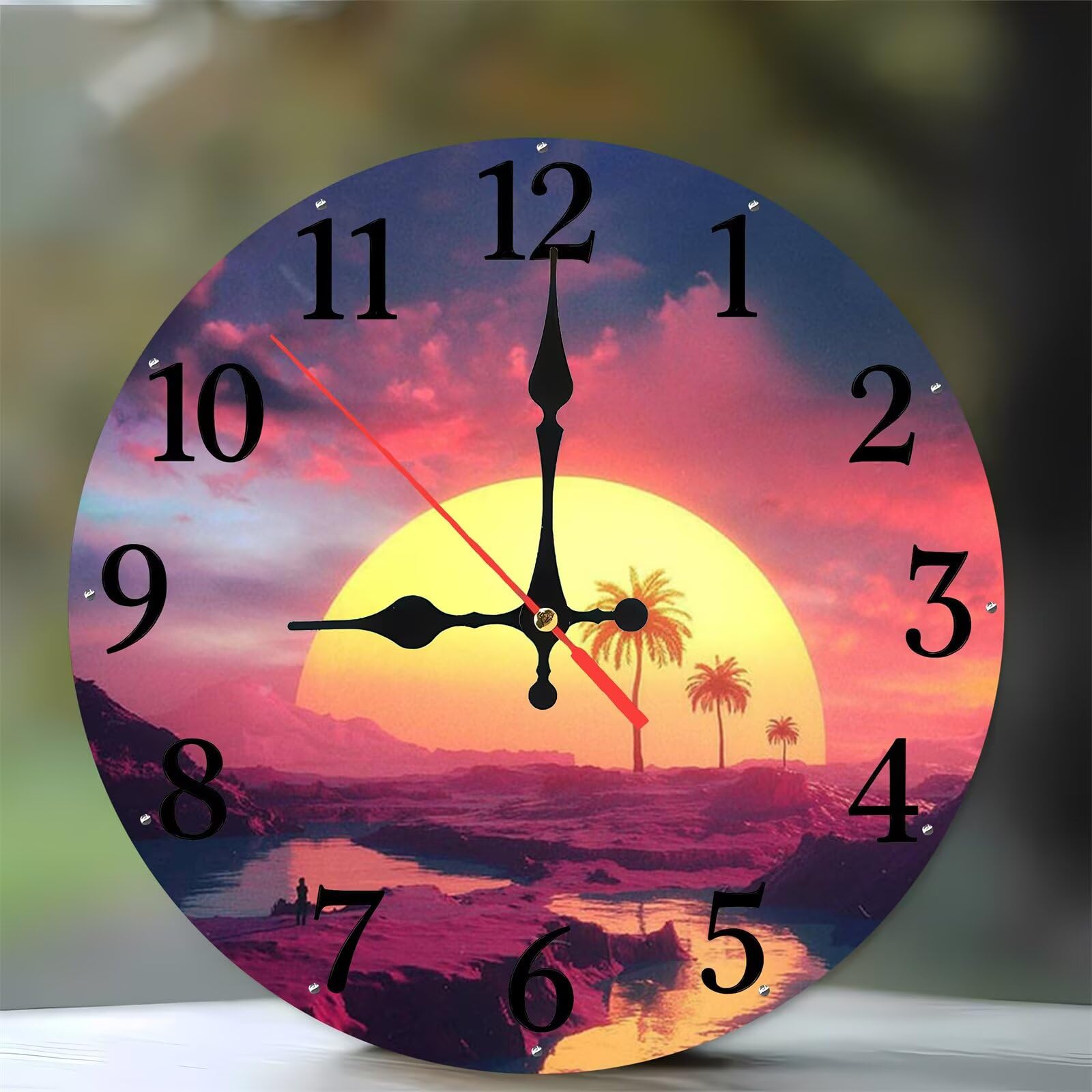 Horloge murale silencieuse sans tic-tac en bois de 35 cm pour la chambre