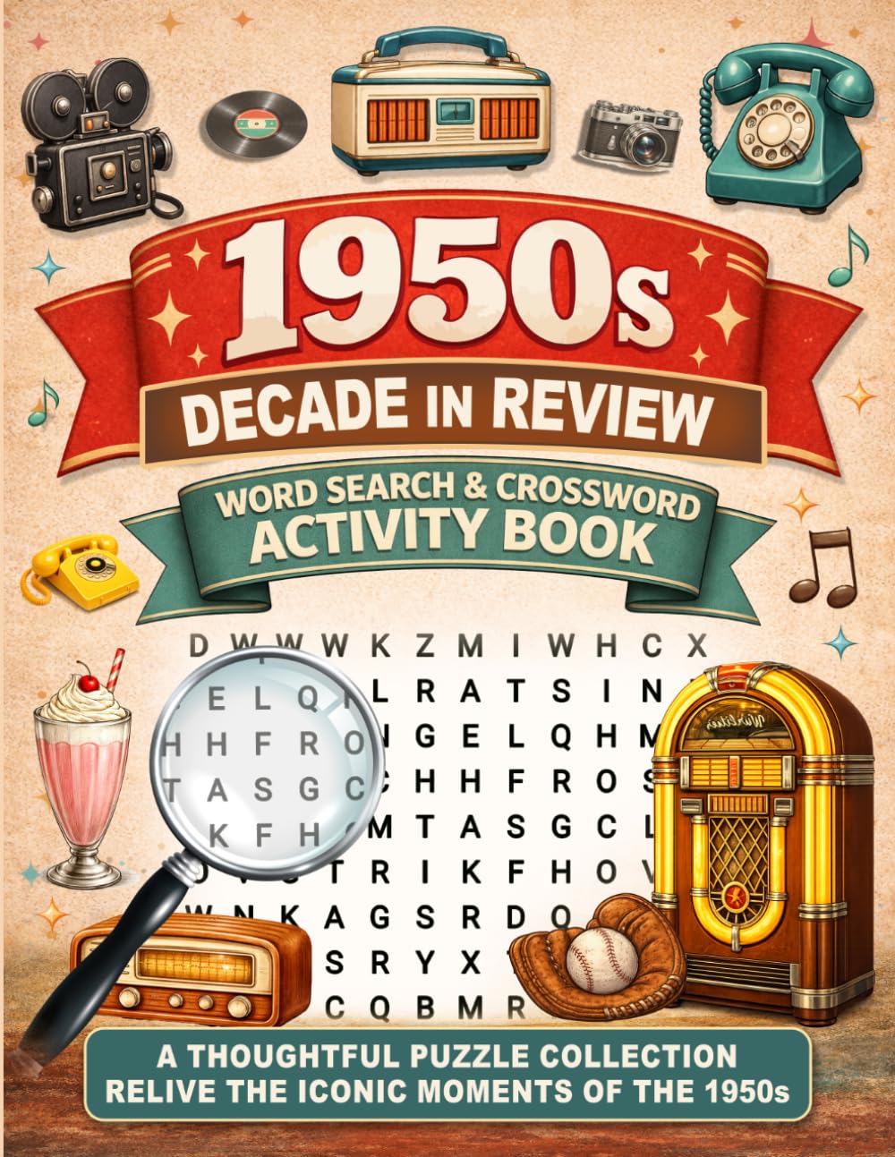 1950s Decade in Review - Word Search & Crossword Collection: A Nostalgic Activity Book for Adults including - 114 Large-Print Themed Puzzles, 10 ... Period-Accurate Terms (Years in Review)