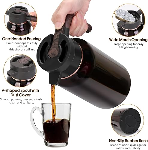 Miniatura 52 de Jarra térmica de café de 68 onzas, jarras de acero inoxidable para líquidos calientes durante 36 horas, jarras de café aisladas para mantener
