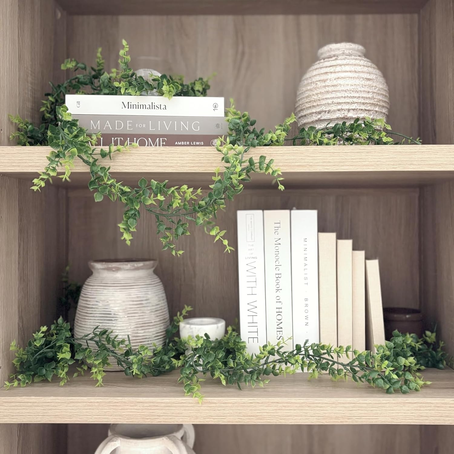 CQURE 4Pcs Faux Eucalyptus Garland, Artificial Eucalyptus Leaves Hanging Vines Table Greenery Garland for Wedding Backdrop Arch Wall Table Party Indoor Outdoor Decor - Image 8