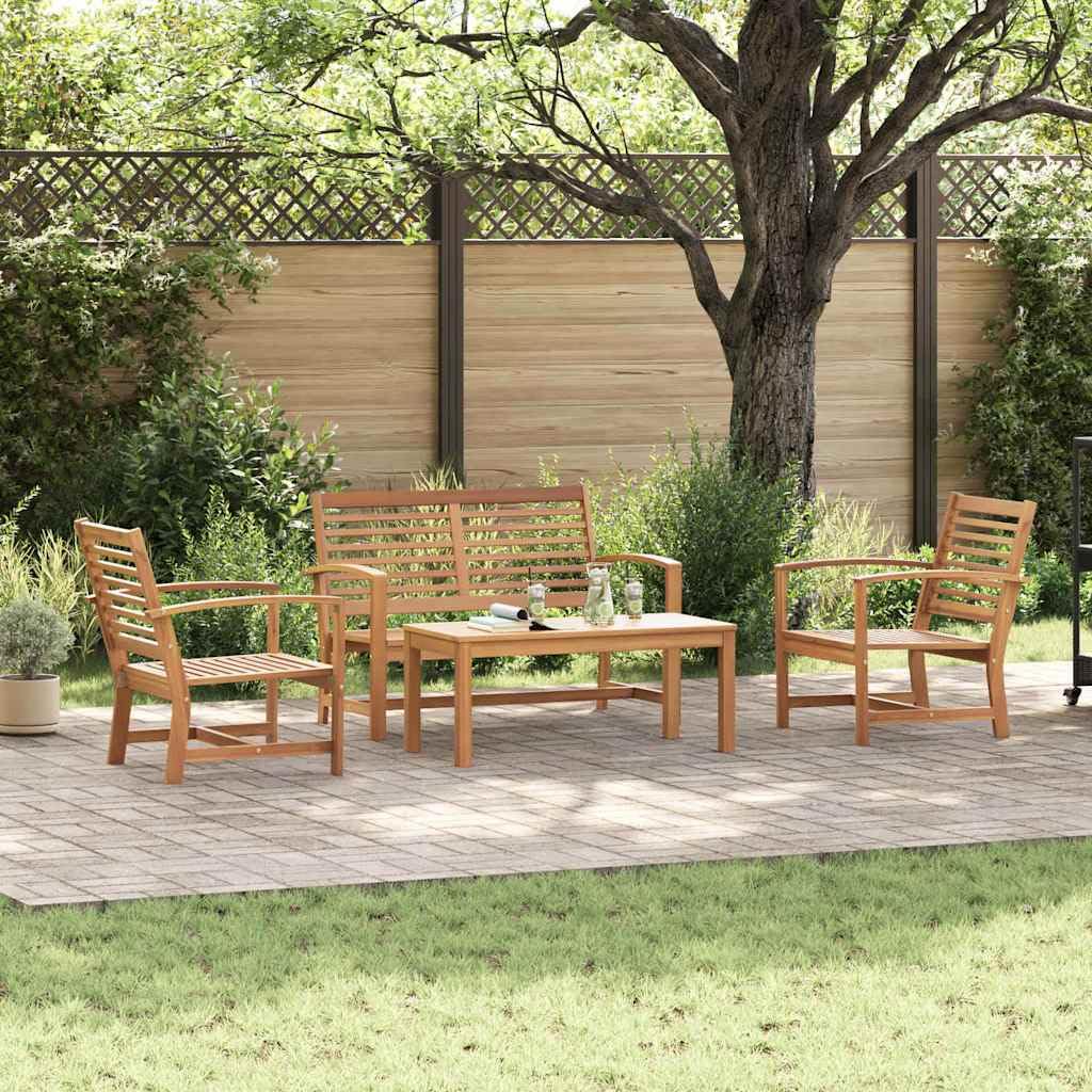 Set di 4 mobili da giardino in teak naturale, resistente alle intemperie, marrone, versatile, accogliente, facile da pulire