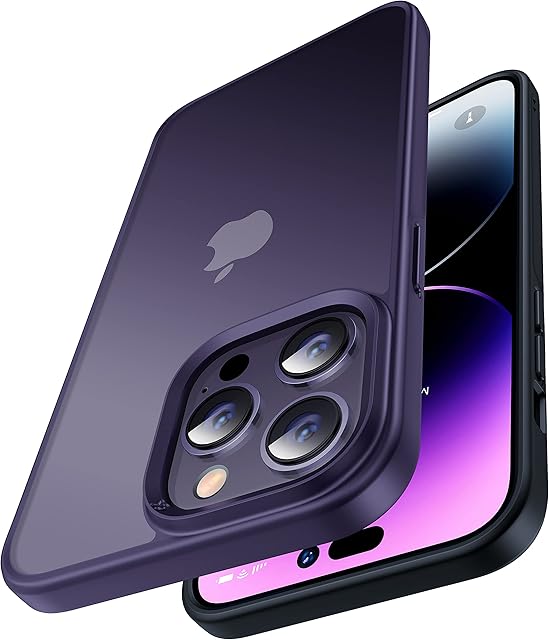CASEKOO Armor Shockproof Designed for iPhone 14 Pro Max Case 2022, [10 FT Military Grade Protection] [Drop-Proof Grip] Matte Translucent Sturdy Hard Back Protective Phone Cover 6.7 inch, Purple