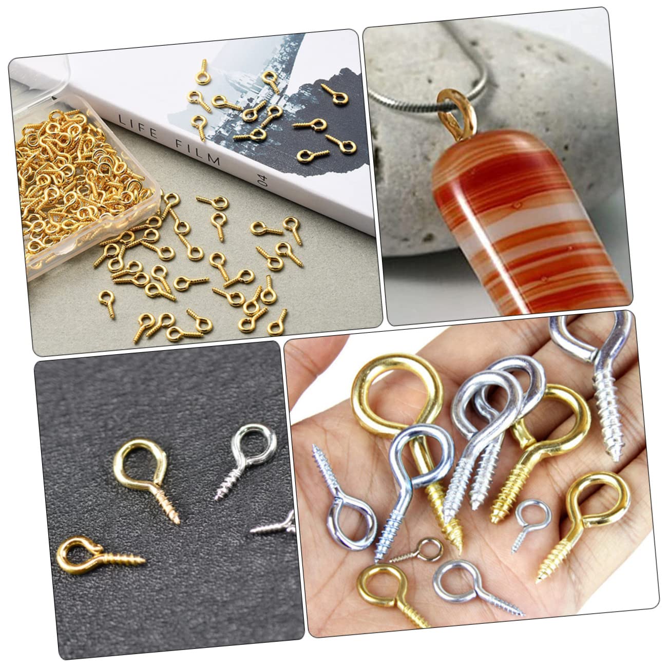 Iron Eye Screws for Jewelry Making 2 Boxes of Screw Nuts for DIY Crafts Pendant Accessories
