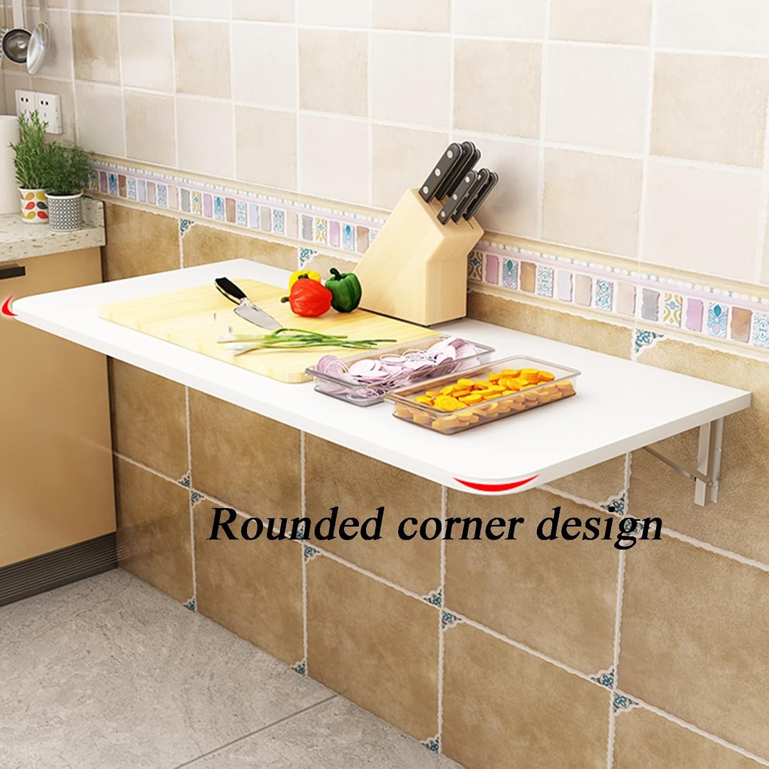 Wall Mounted Folding Workbench Drop Leaf Table Desk Pine Wood Study Table Collapsible Bar Tables (Yellow 35x80cm)