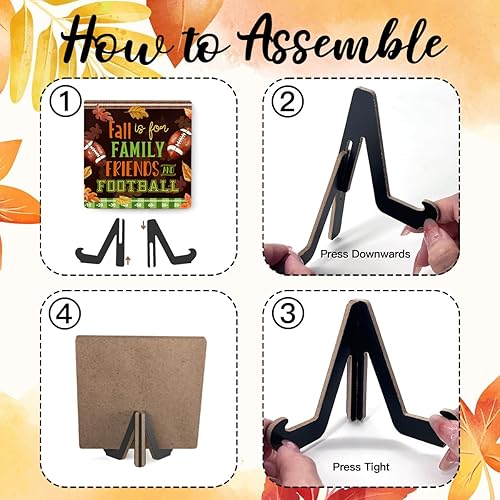 Miniatura 6 de Decoración de otoño de granja para el hogar, decoración de bandeja escalonada de otoño, letrero de fútbol con texto en inglés "Fall Is For Family