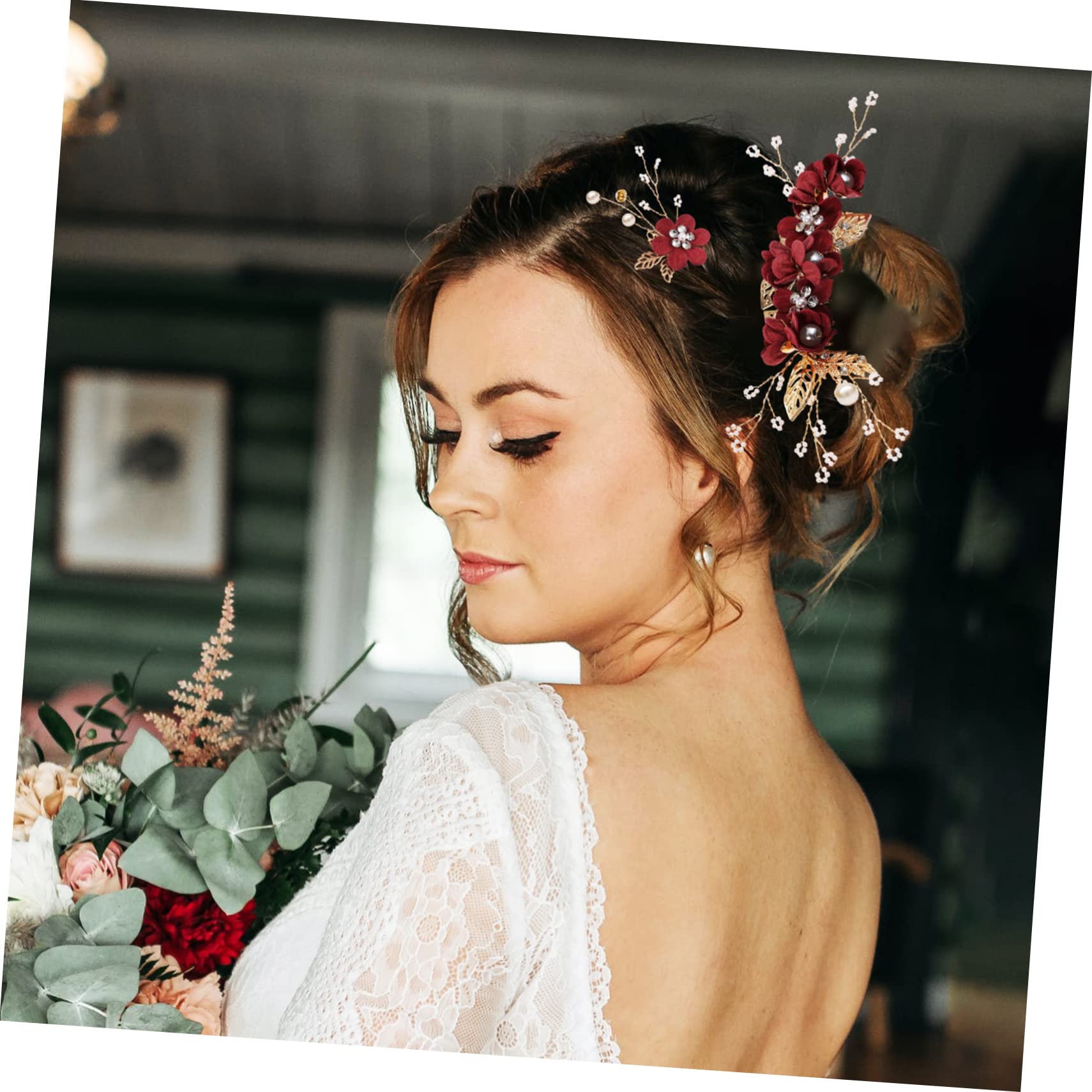 Mipcase 2set Petto Strass Pettine Laterale Perle Finte Fermagli per Capelli da Sposa Accessori per Capelli per Matrimonio e Festa