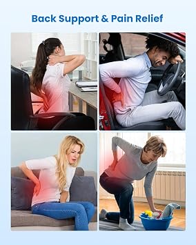 COMFIER Lumbar Support Pillow for Office Chair, Heated Back Support Pillow with 3 Vibration Modes & 3 Intensities, Ergonomic Back Support Cushion for Car,Recliner,Gaming Chair